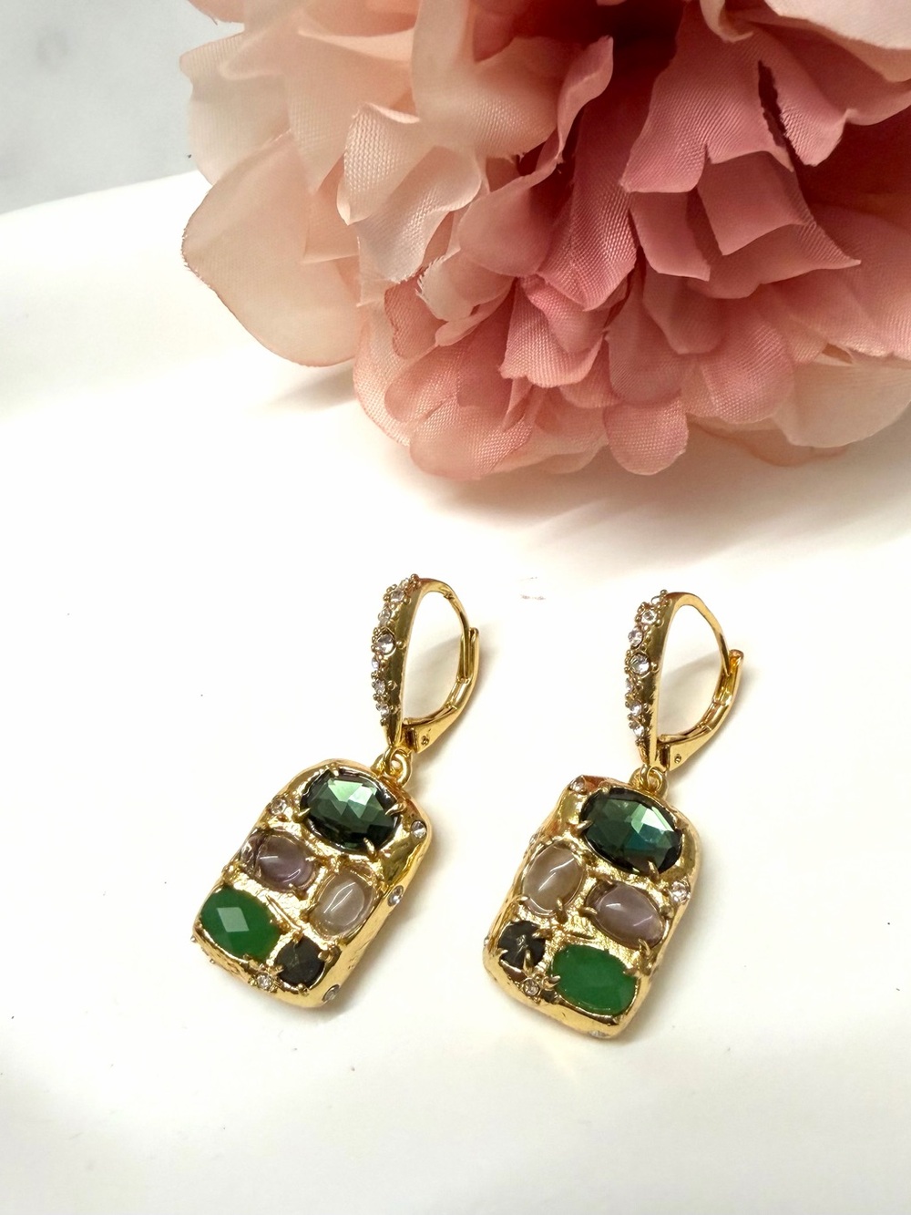 EUC - Alexis Bittar Gold-Plated Multi Gemstone Drop Earrings